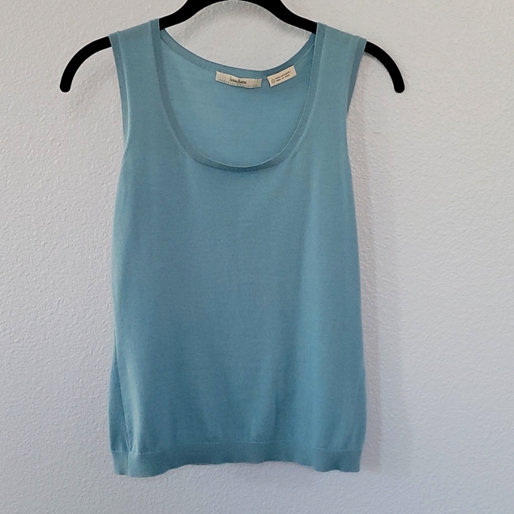Neiman Marcus, cashmere collection, light blue, size small, sleeveless tank top